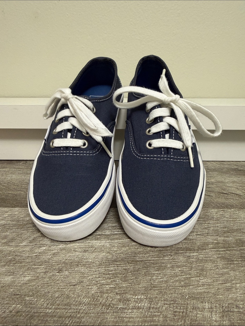 Vans Navy Canvas Low-Top Sneakers with White Laces